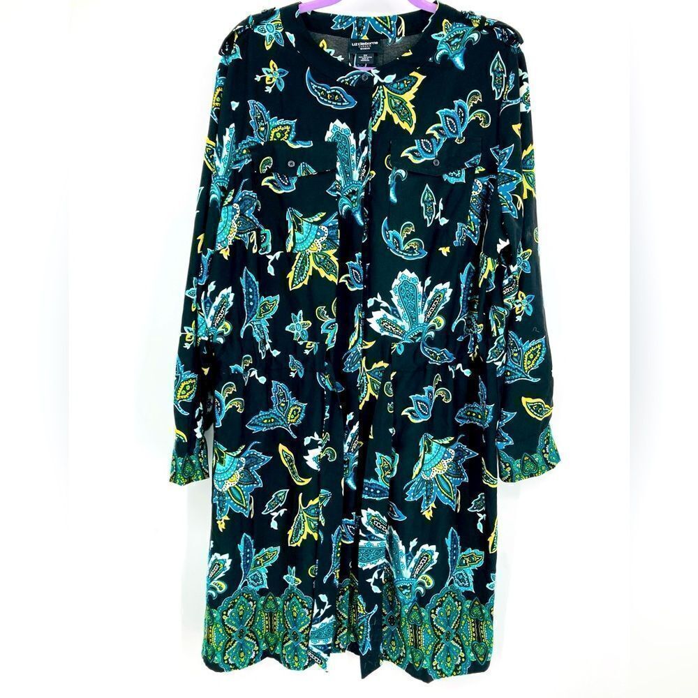 Liz Claiborne Plus Size Paisley Shirt/Dress 2X - Picture 2 of 10